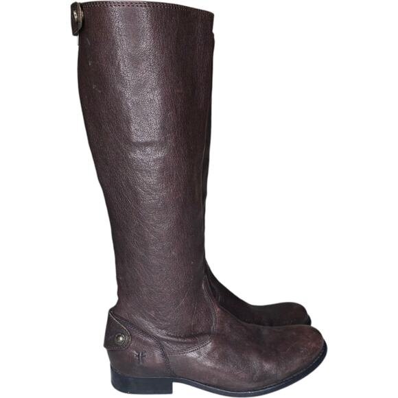 Frye Melissa Back Zip Button Boots‎ Dark Brown Size 6B - Picture 2 of 15